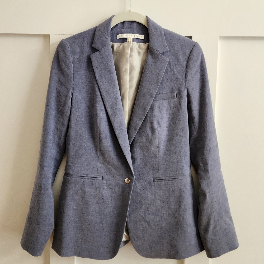 Veronica Beard Blue Linen Blazer